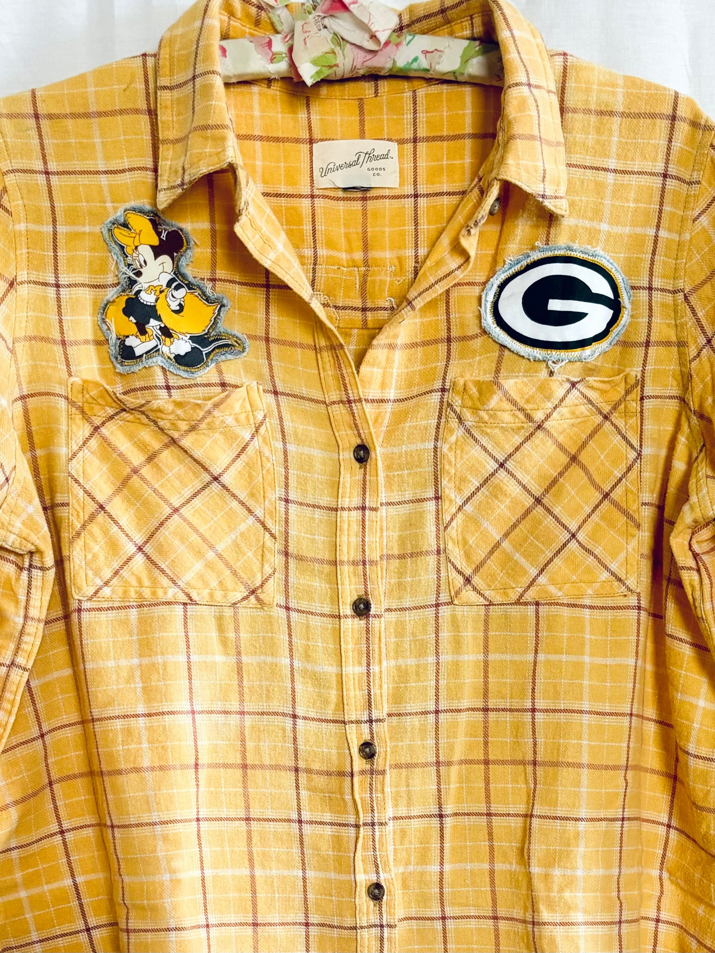 Reworked Packers Game Day Patchwork Flannel Shirt