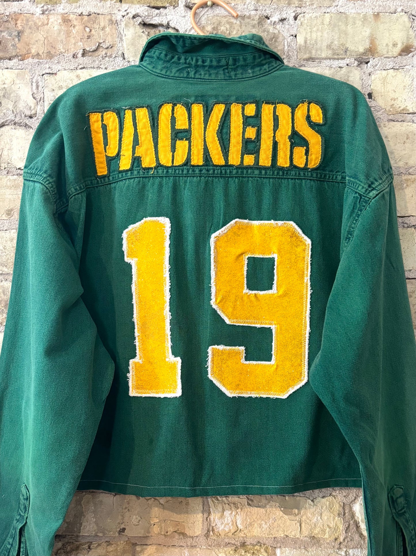 Packers Over dyed Retro Cropped Denim Game Day Shirt
