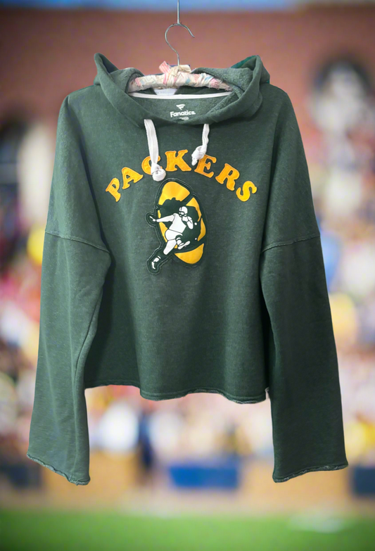 Reworked 90s Green Bay Packers Cropped Throwback Hoodie