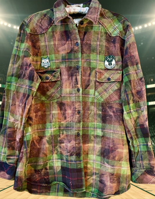 Reworked BUCKS Game Day Flannel Shirt