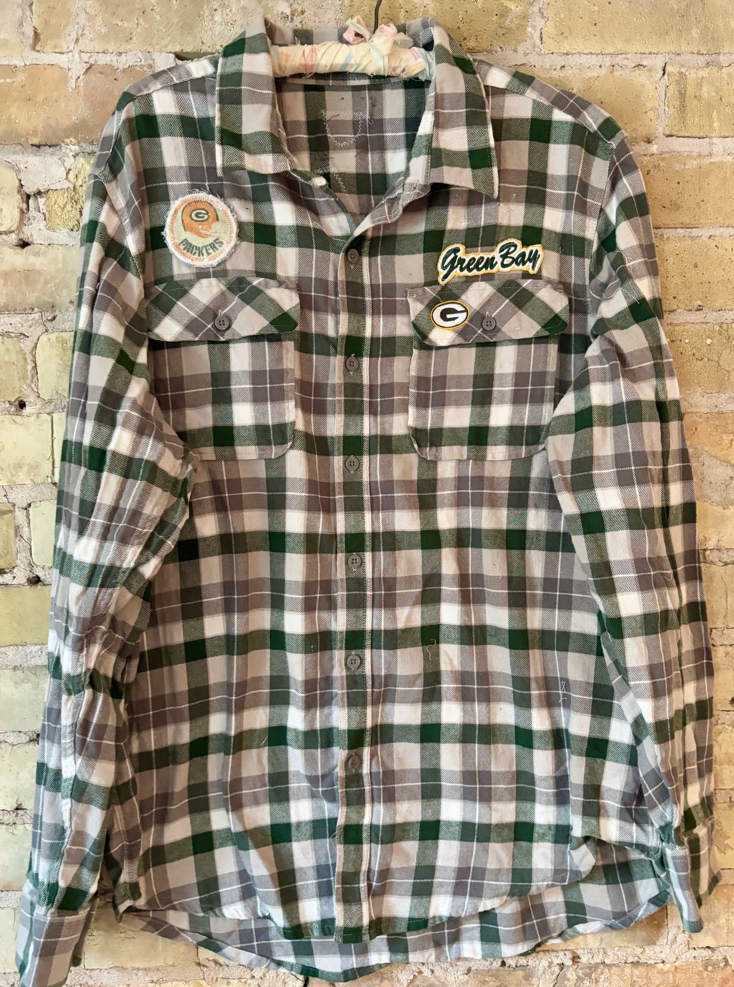 Reworked Packers Oversized Game Day Flannel Shirt