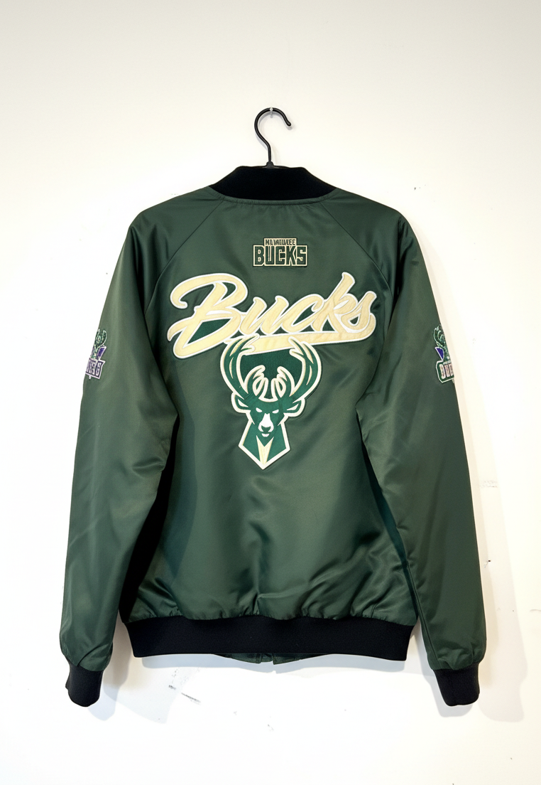 Black Satin GameDay Varsity Bomber Jacket