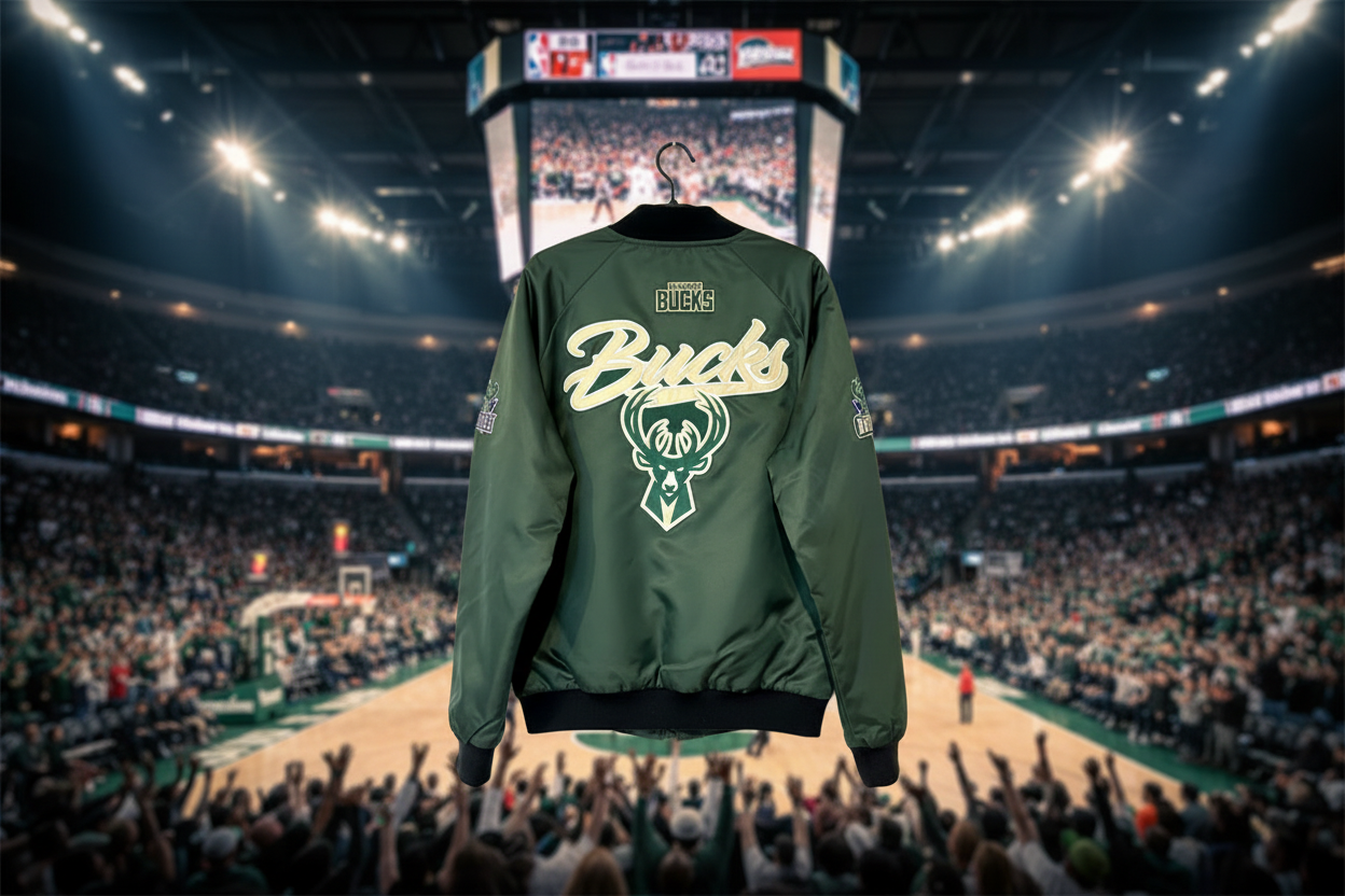 Black Satin GameDay Varsity Bomber Jacket