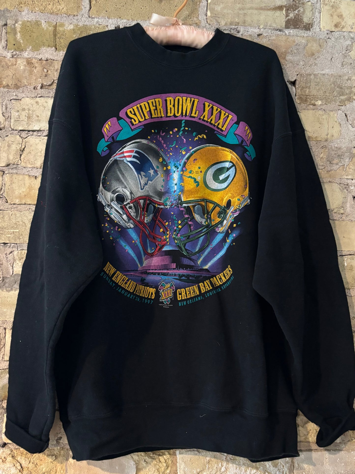 vintage 90’s Green Bay Packers Black Super Bowl souvenir crewneck