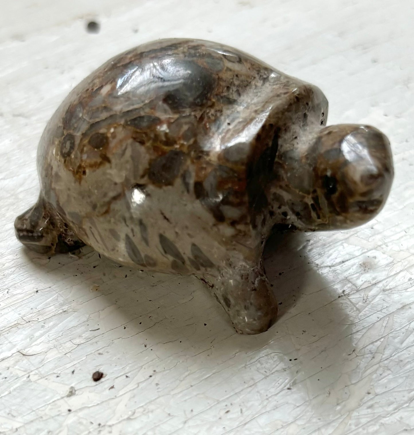 Vintage polished Jasper Plant Pet Turtle Figurine