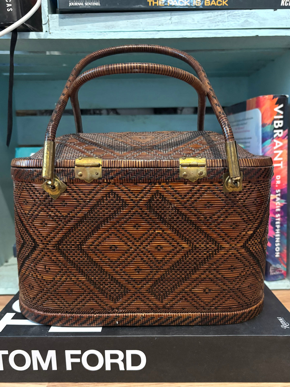 Vintage 60’s Traditional Yan Lipao Thai Top Handle Handwoven Purse