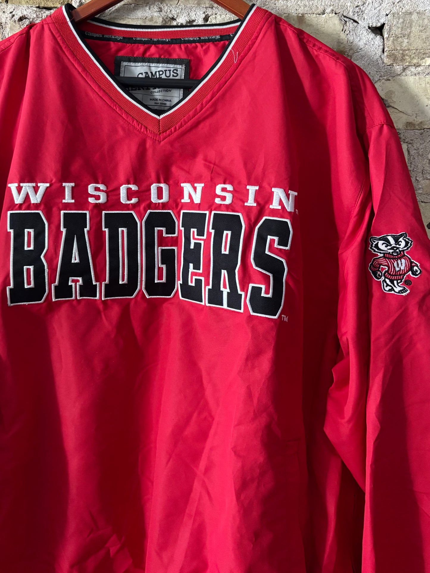 Vintage Badgers Retro V Neck Windbreaker Pullover