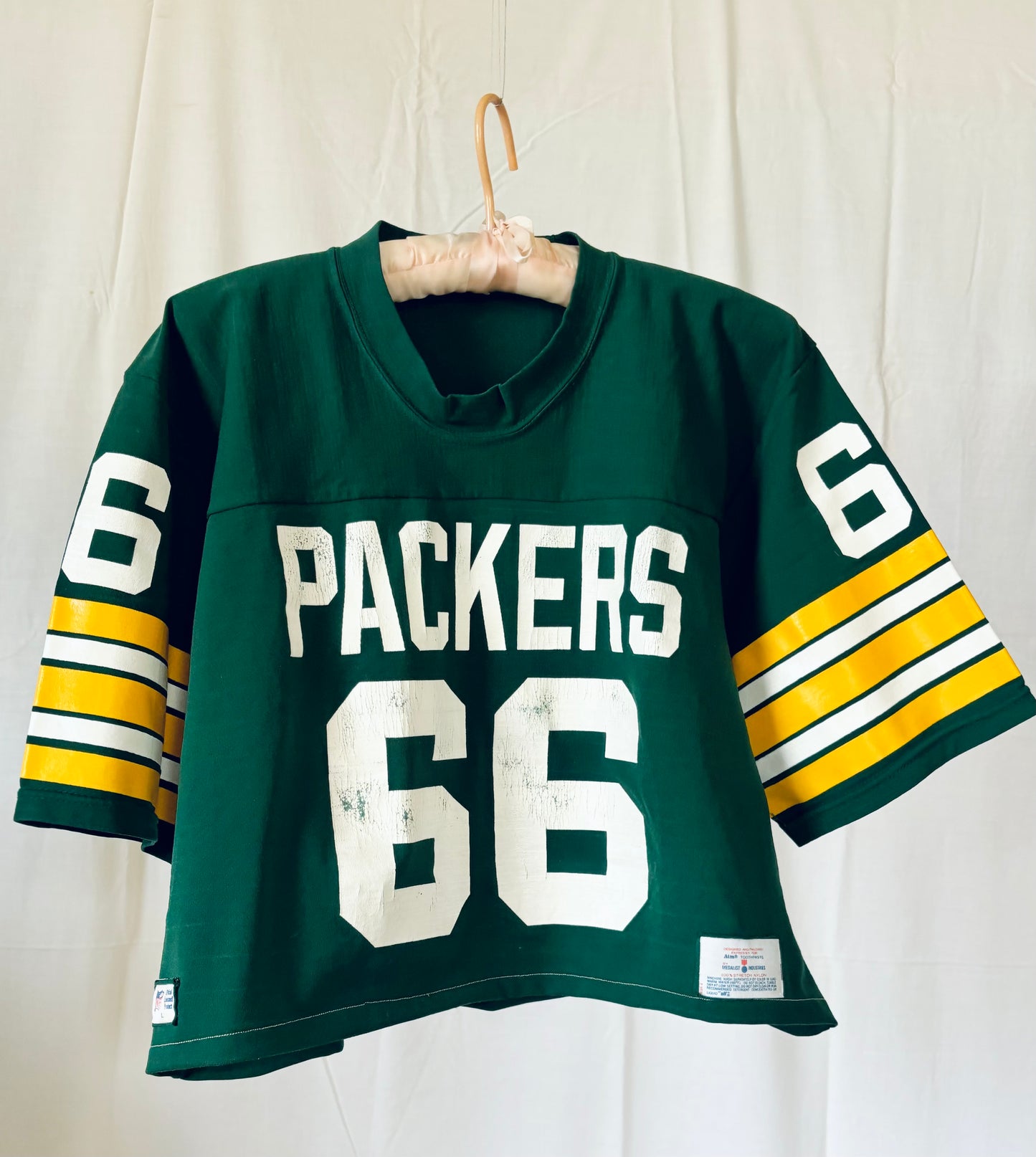 Reworked Vintage Nylon cropped Nitschke #66 Jersey