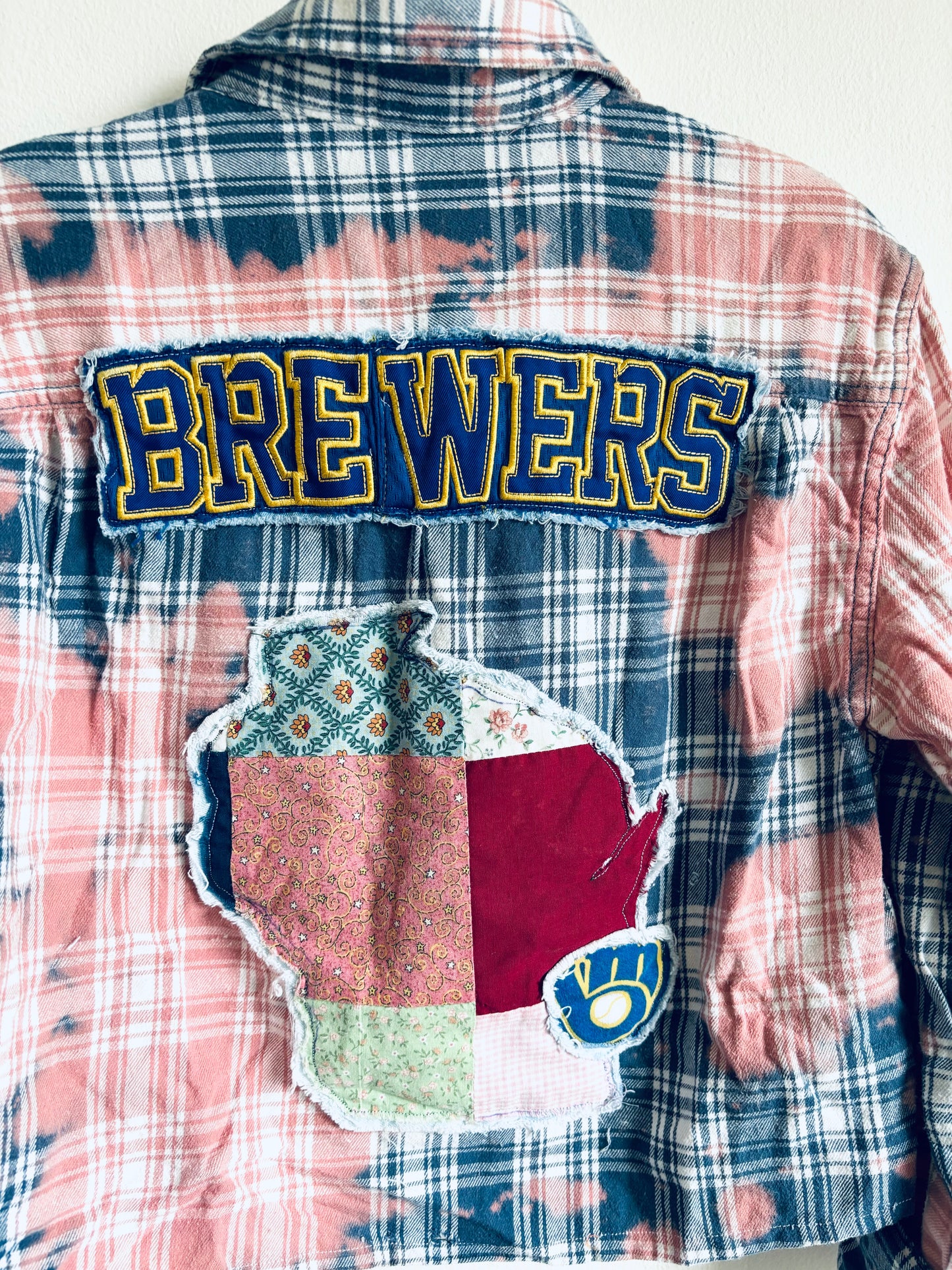 Reworked cropped Game Day distressed Flannel Shirt