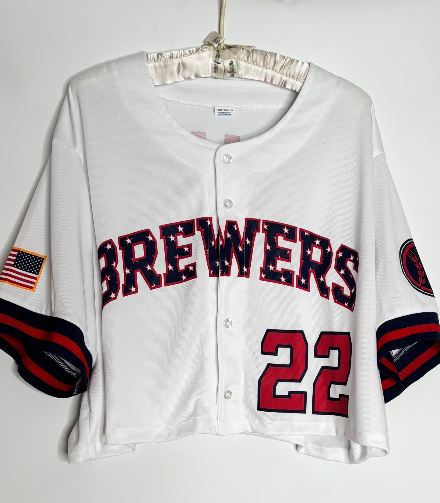 Milwaukee Brewers  Button up 4th of July #22 Baseball Jersey