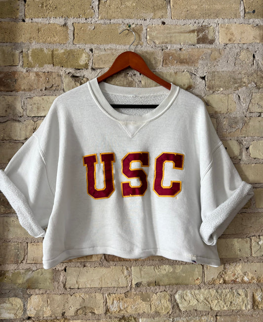 Vintage Jansport  USC Retro Cropped Crewneck Sweatshirt