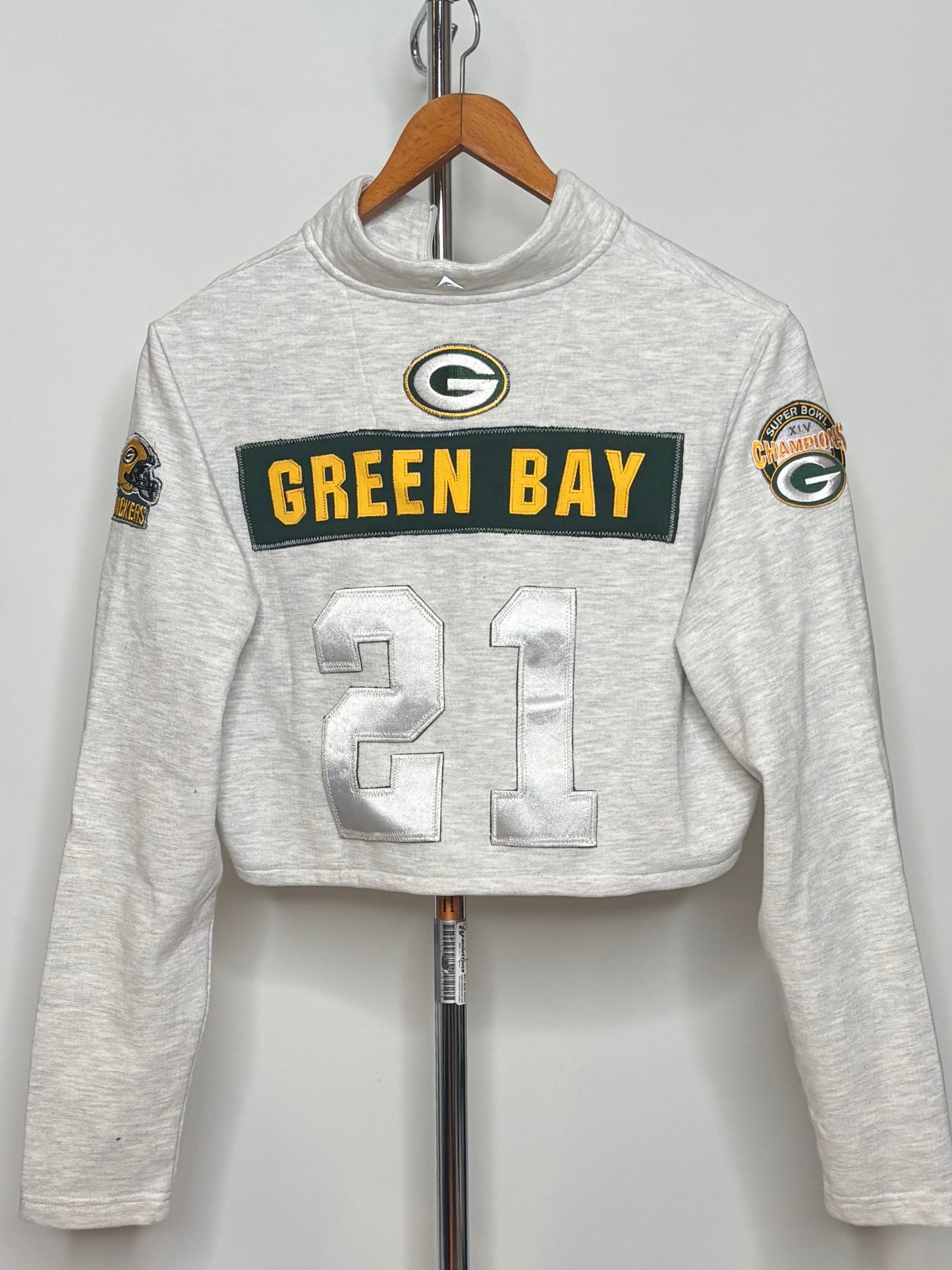 Vintage Packers 1/4 Heather Gray Custom cropped Pullover