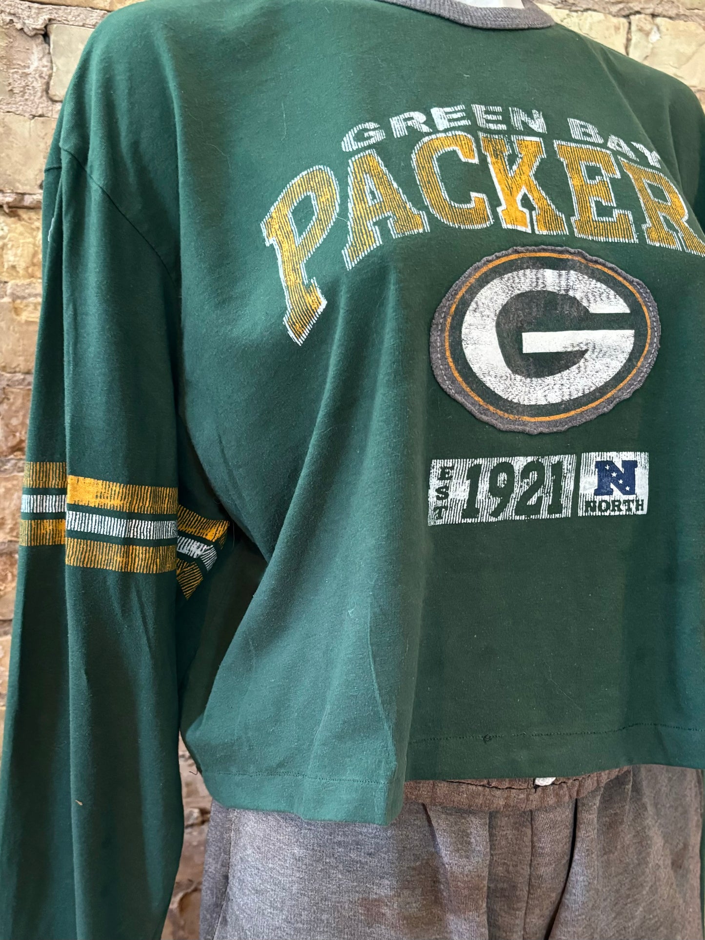 Reworked Green Bay Packers cropped Throwback Crewneck Tee