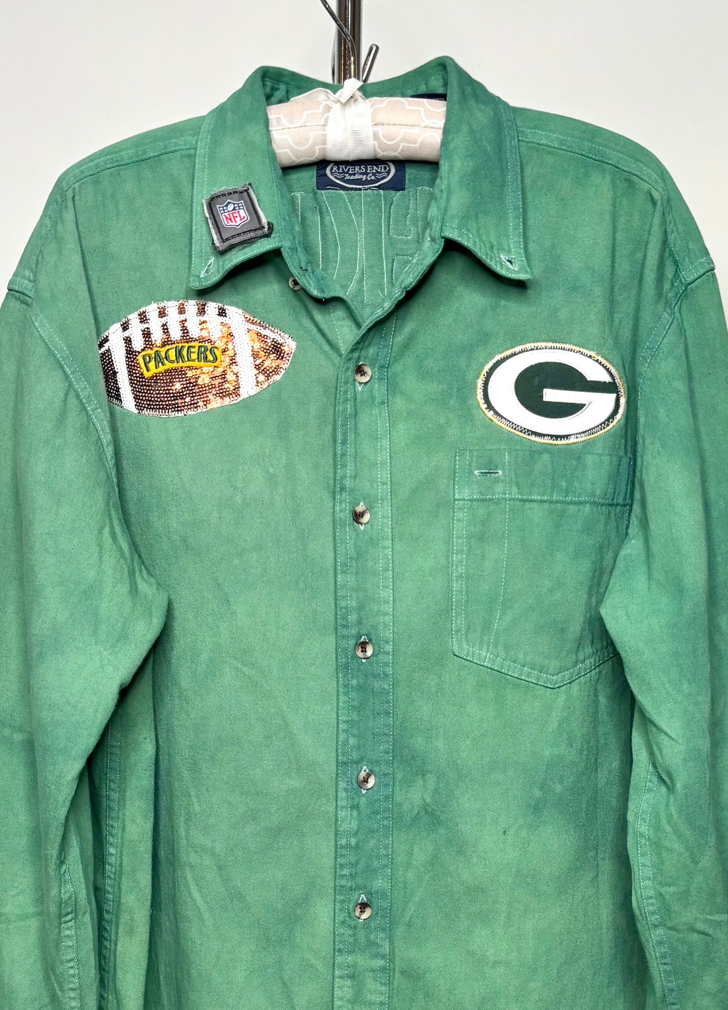 Overdyed Retro Graffiti Denim Game Day Jean Shirt