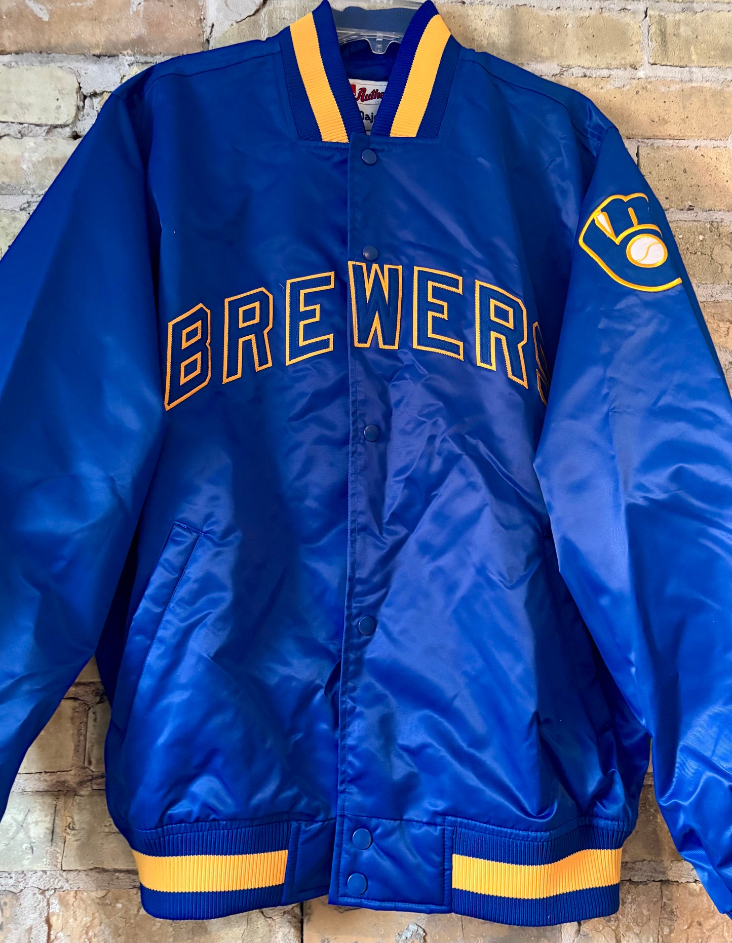 Vintage Milwaukee Brewers Majestic Satin Bomber Coat Jacket