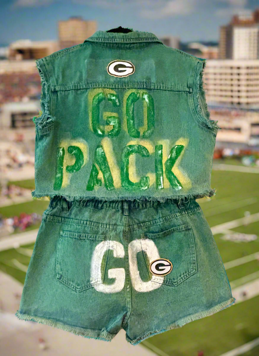 Reworked vintage 2 piece Game Day Denim set.