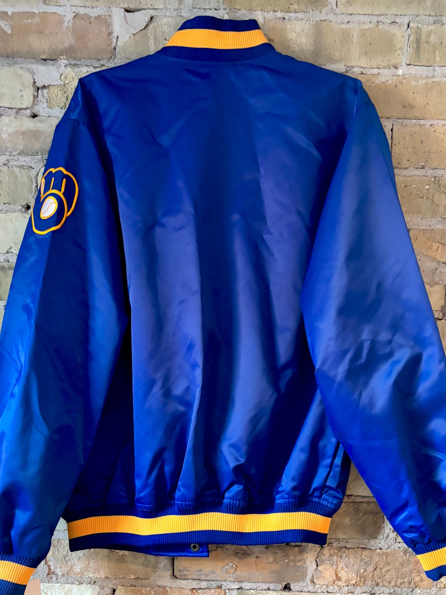 Vintage Milwaukee Brewers Majestic Satin Bomber Coat Jacket