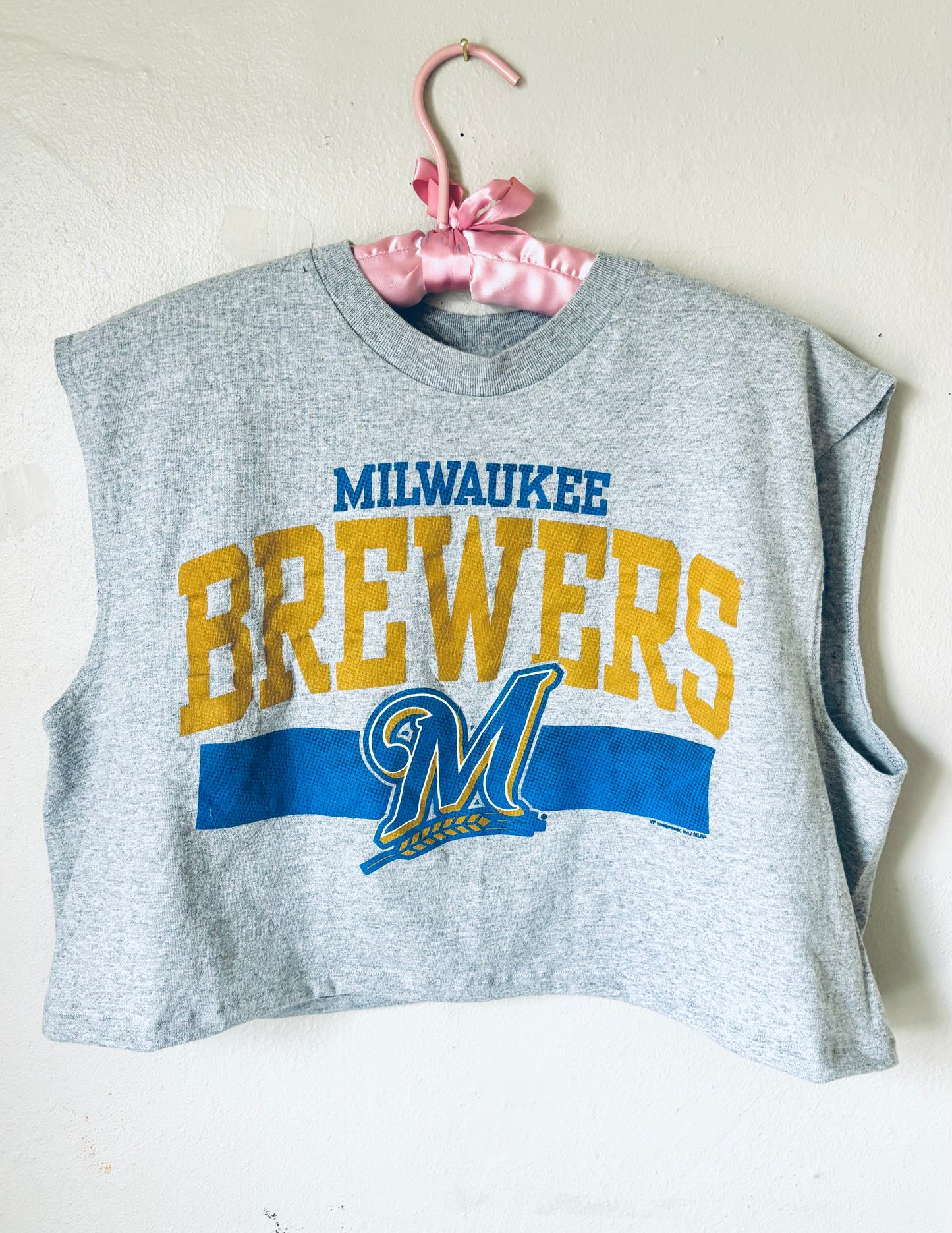 Reworked Milwaukee Brewers retro Cropped Sleeveless Graphic Tee