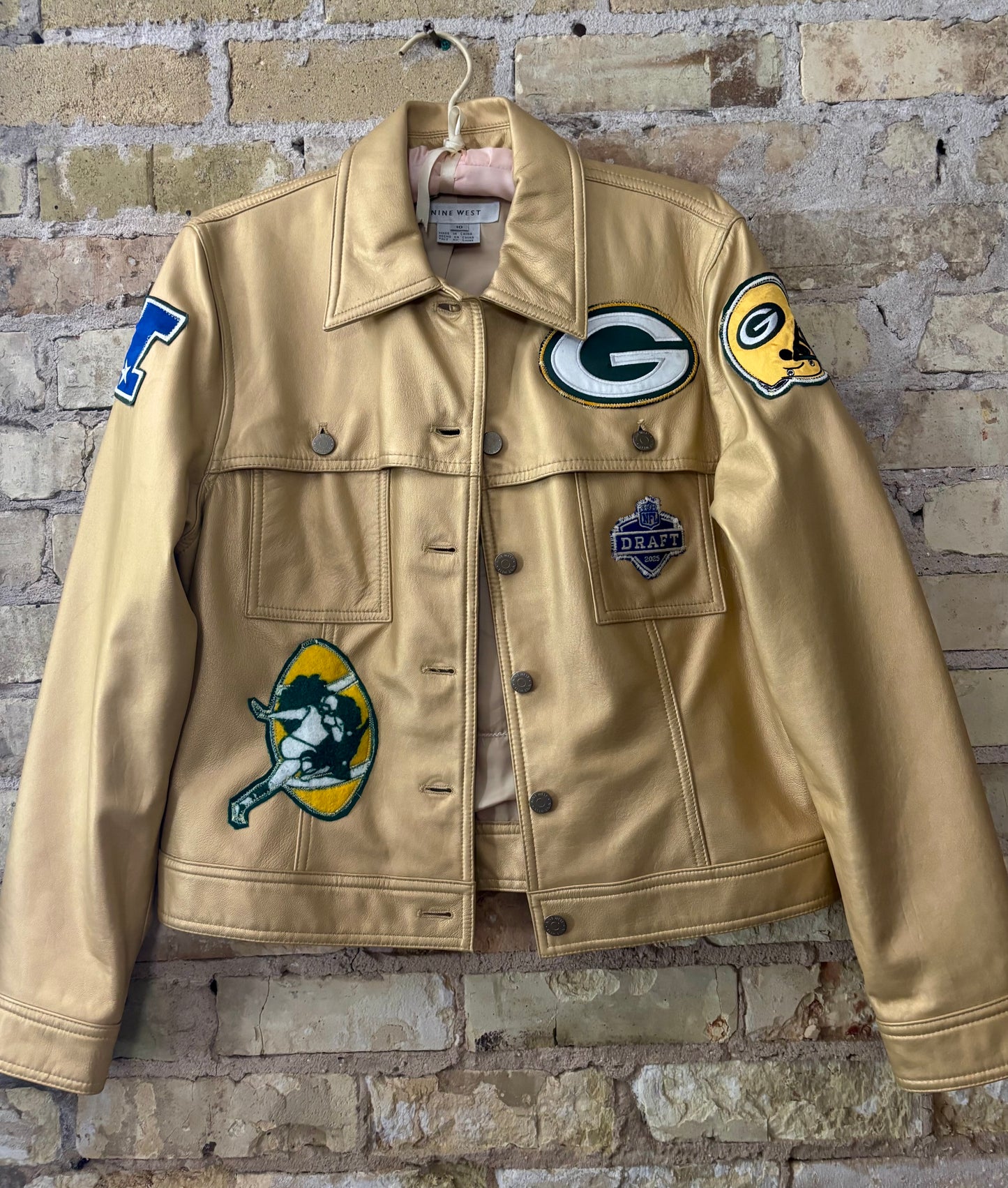 Metallic Gold Game Day Leather Jacket