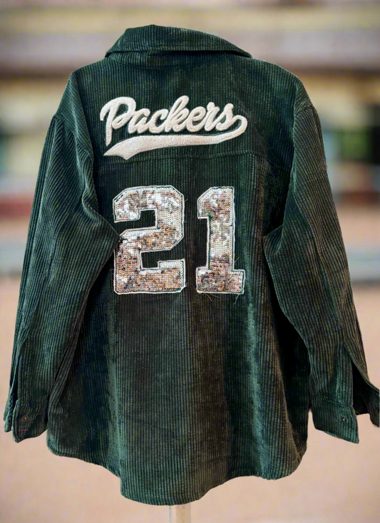 Reworked Snap up Corduroy Game Day Shirt Jacket