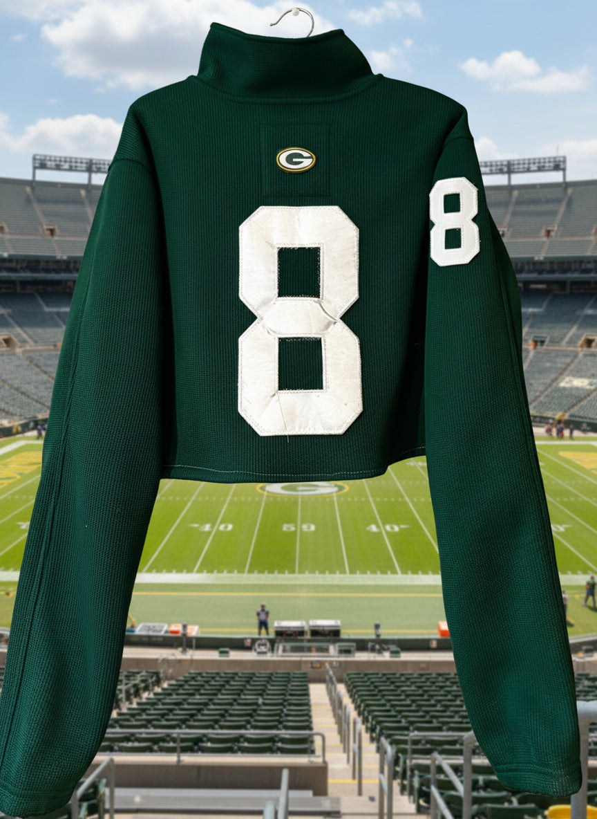 Reworked Packers 1/4 Zip Cropped Pullover