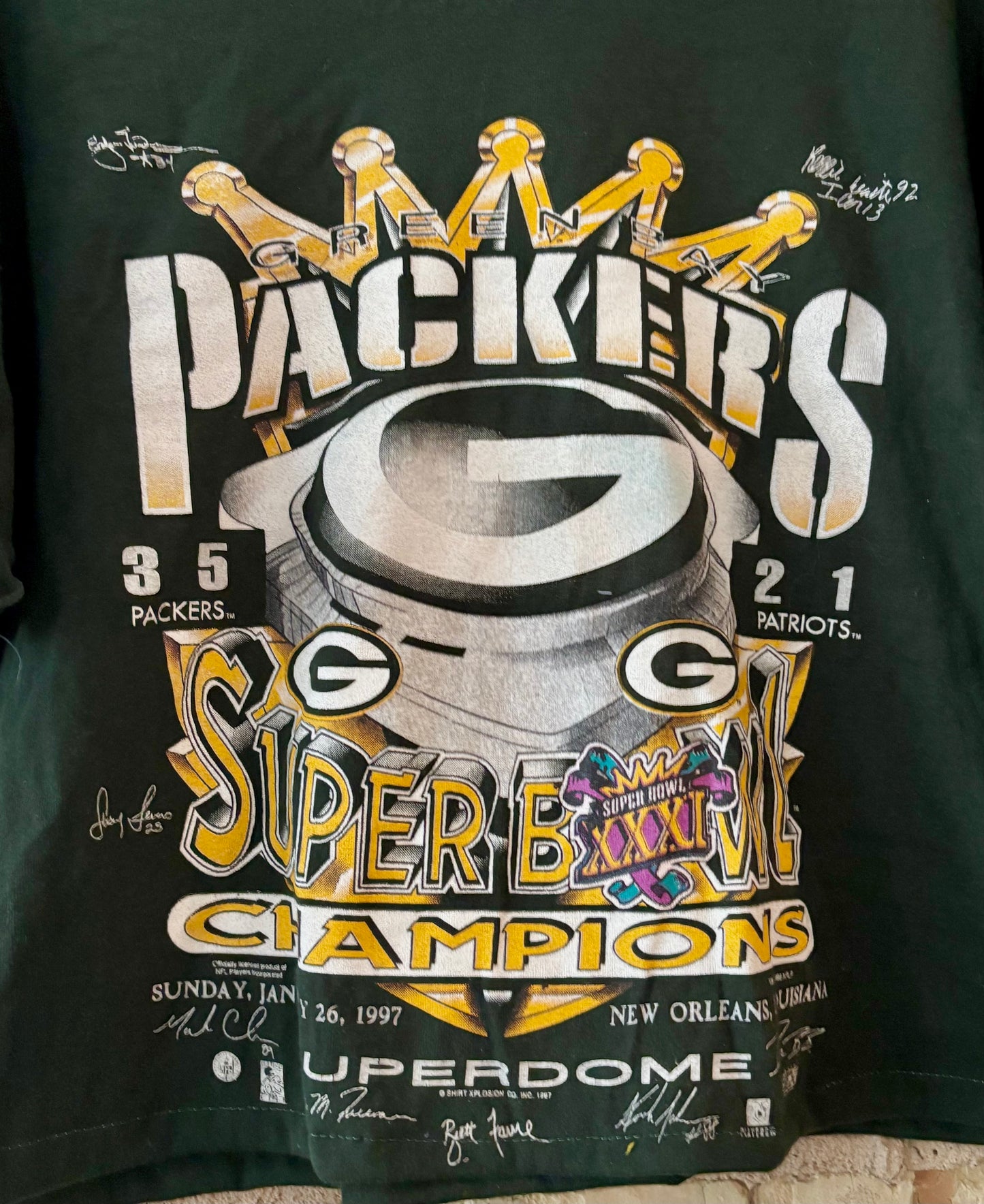 Reworked Packers vintage Player Signed Super Bowl XXXI Crop Top T-shirt