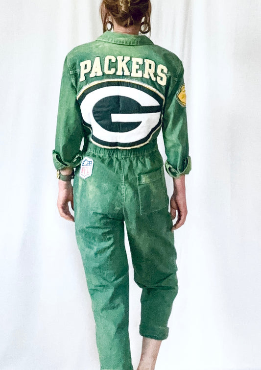 Reworked over dyed GameDay Jumpsuit Romper