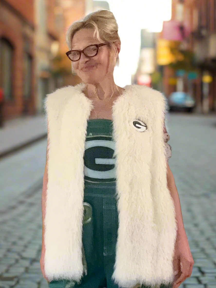 Reworked Shaggy Boho Game Day Faux Fur Vest