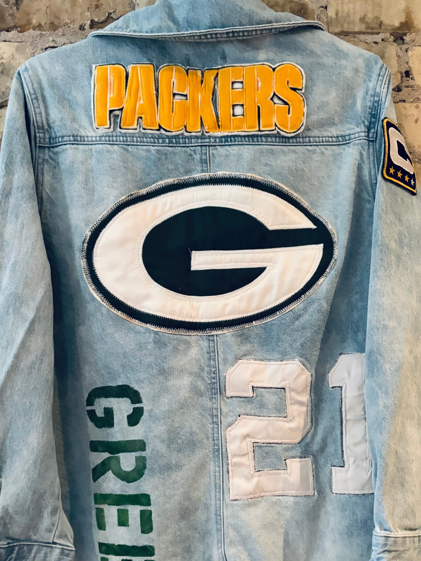 Reworked Packers Retro Game Day Denim Duster Coat