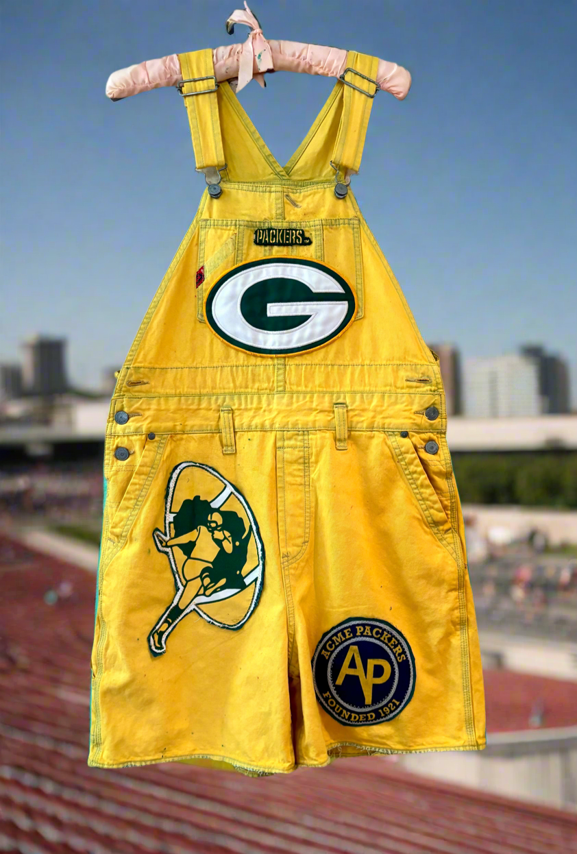 Reworked retro over dyed Game Day Bib Overall Cutoffs