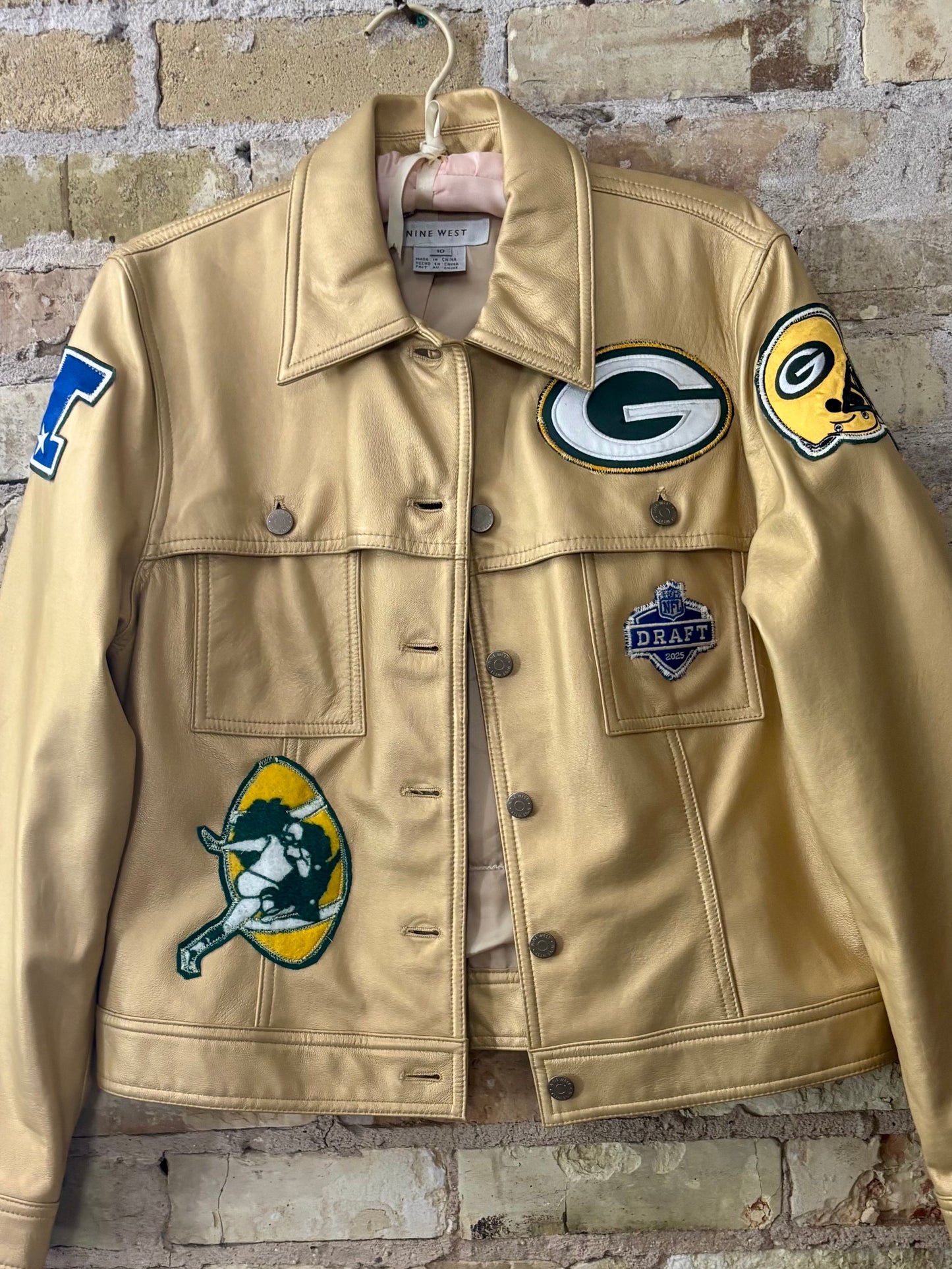 Metallic Gold Game Day Leather Jacket