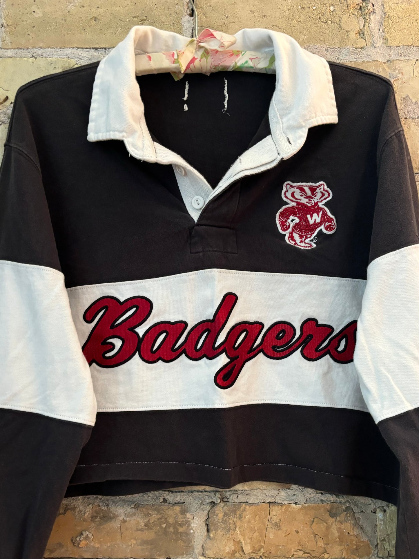 Reworked Vintage Wisconsin Badgers Cropped Rugby Polo Shirt