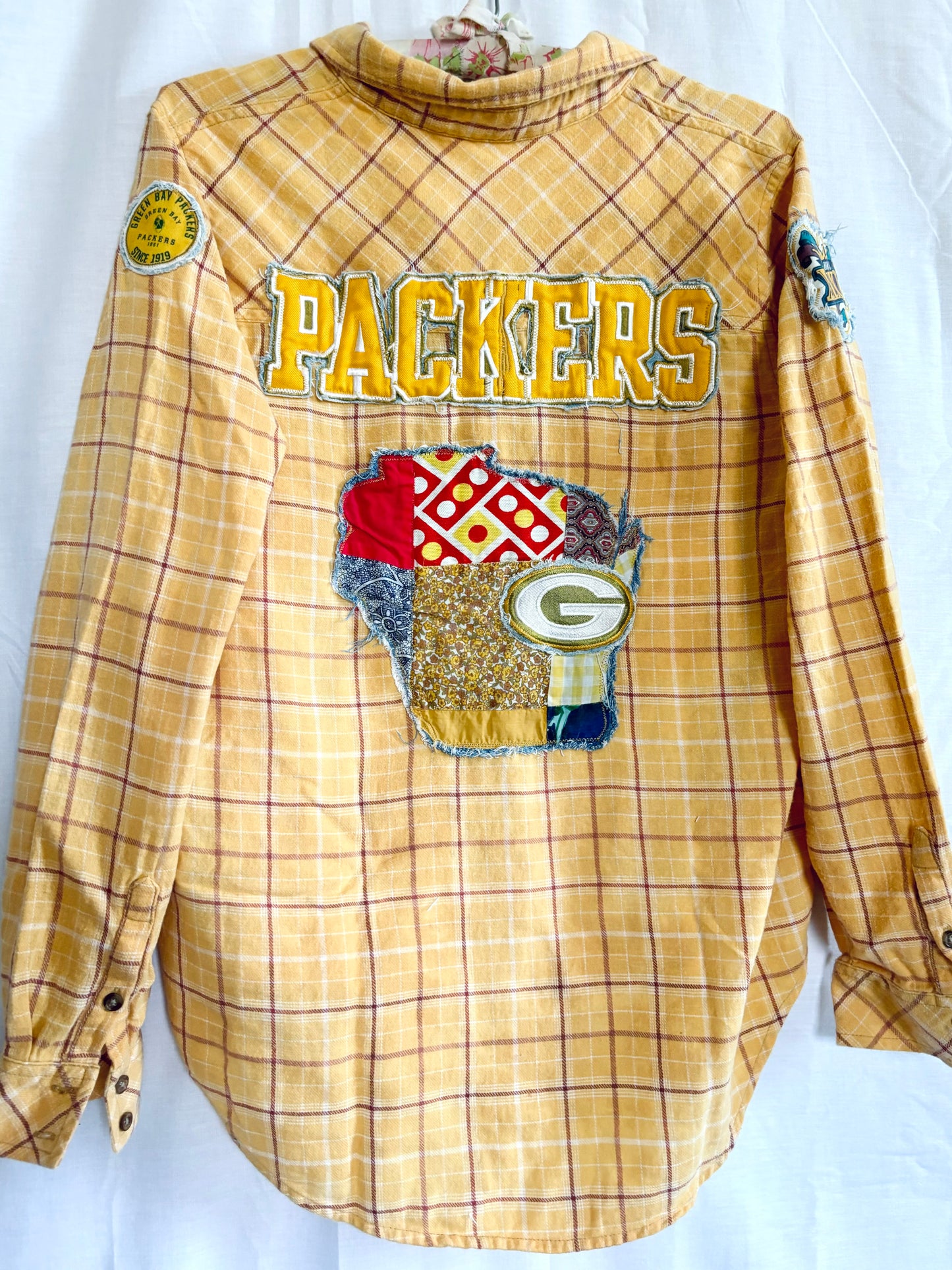 Reworked Packers Game Day Patchwork Flannel Shirt