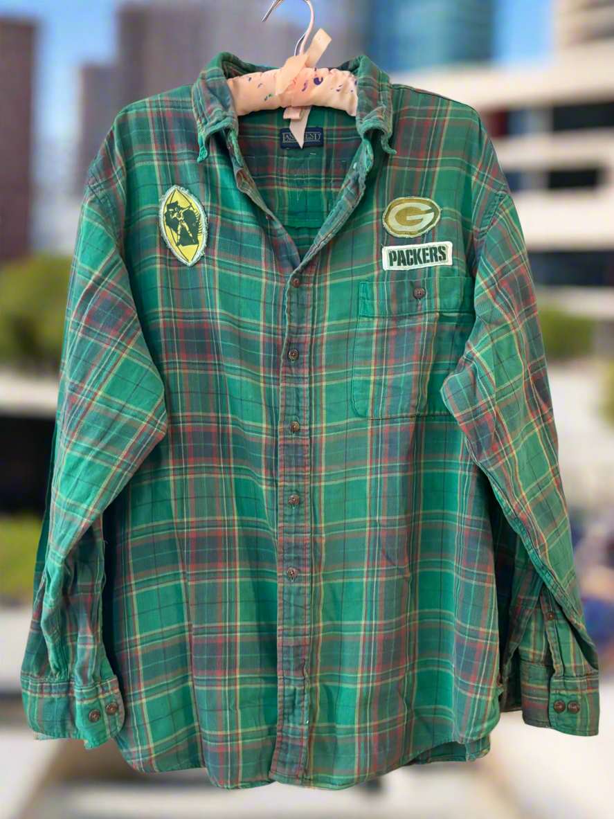 Reworked over dyed distressed Game Day Flannel