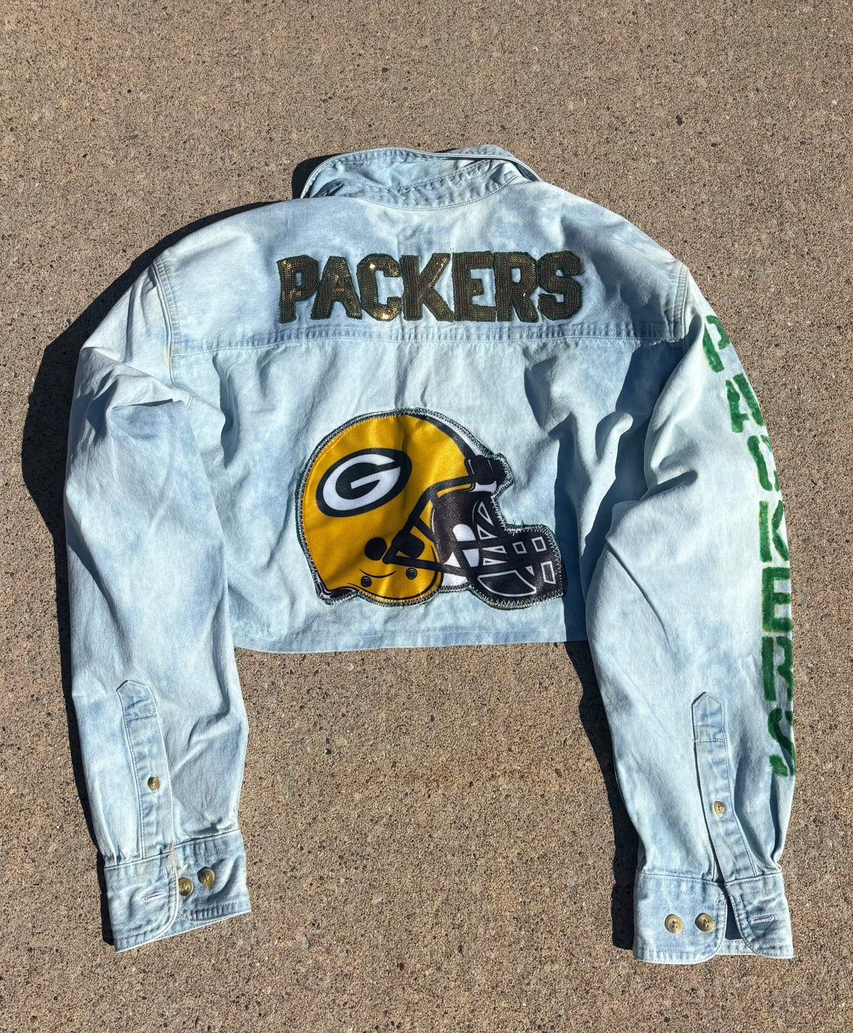90’s Retro distressed Game Day Crop Top Denim Shirt