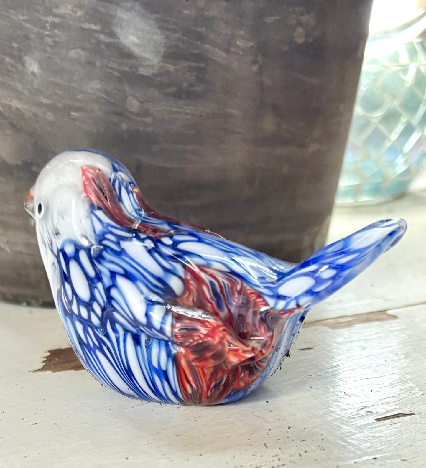 Vintage Murano Millefiori Glass Plant Pet Bird Figurine