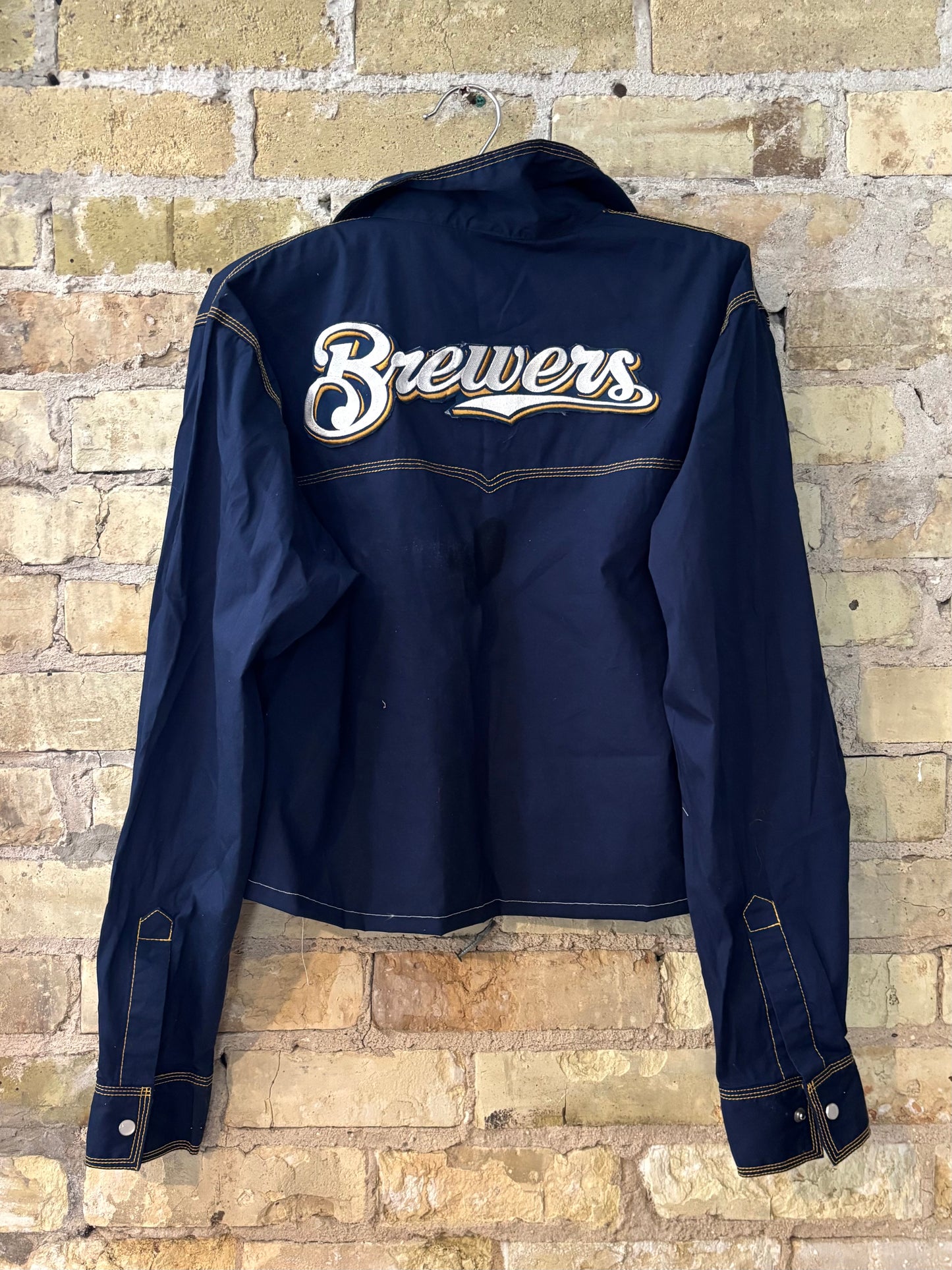 Western Cropped Brewers Game Day Button up Shirt