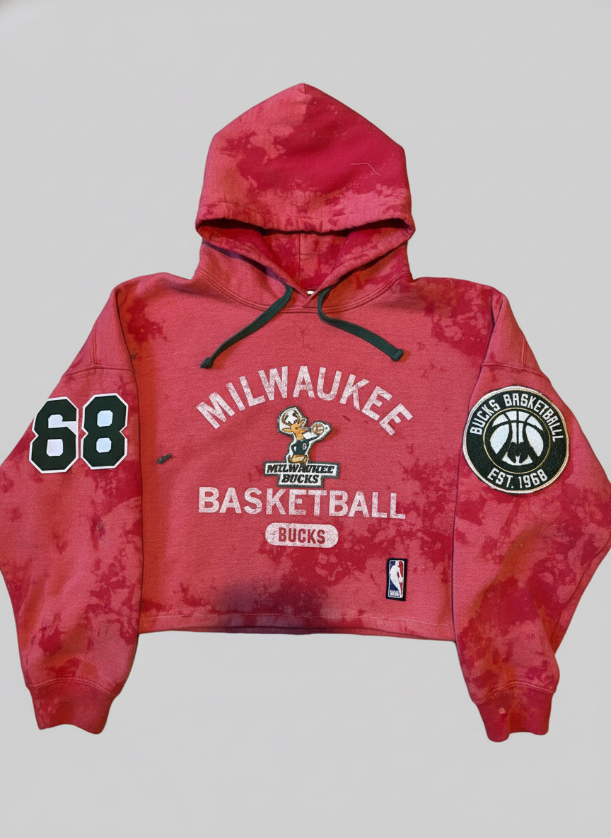 Reworked custom Made Milwaukee Bucks Retro Cropped Hoodie