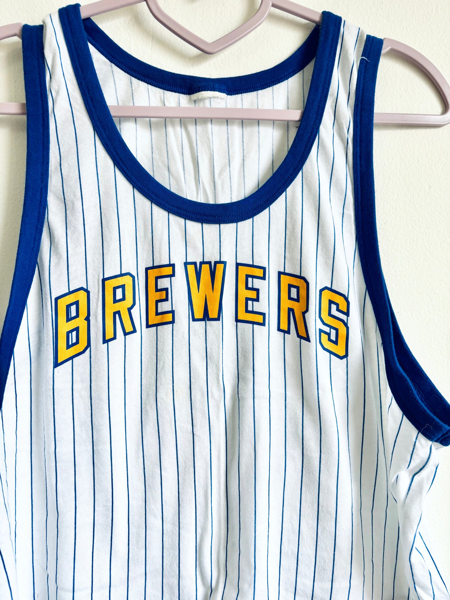 Reclaimed Y2k Brewers pinstripe Graphic Tee Tank