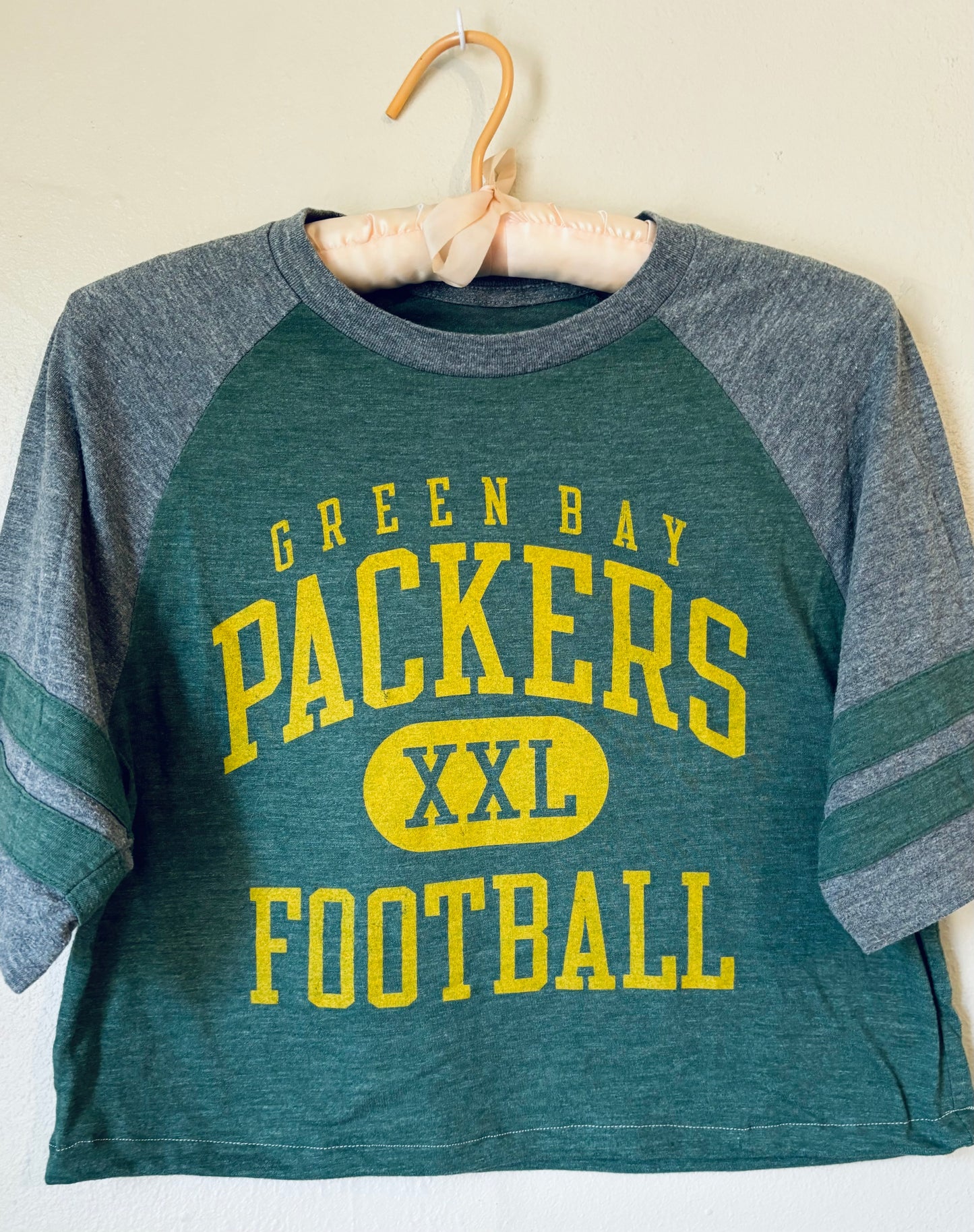 Reworked GB Packers Retro cropped Graphic Crewneck Jersey Tee