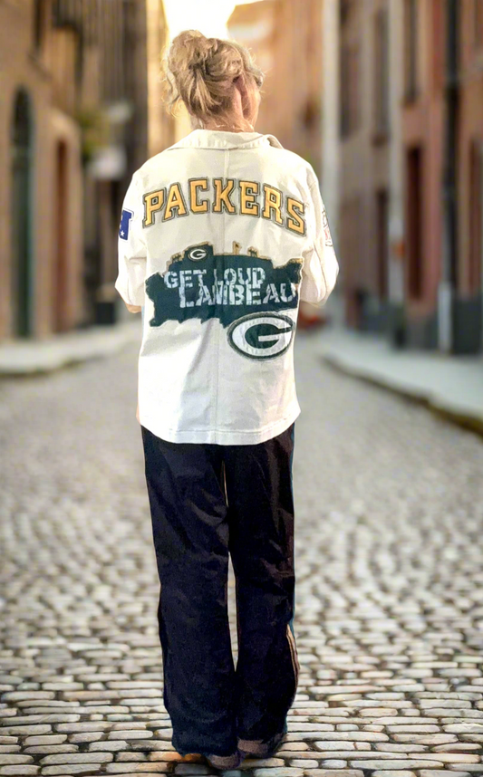 Reworked Retro Packers Game Day Denim Chore Jacket