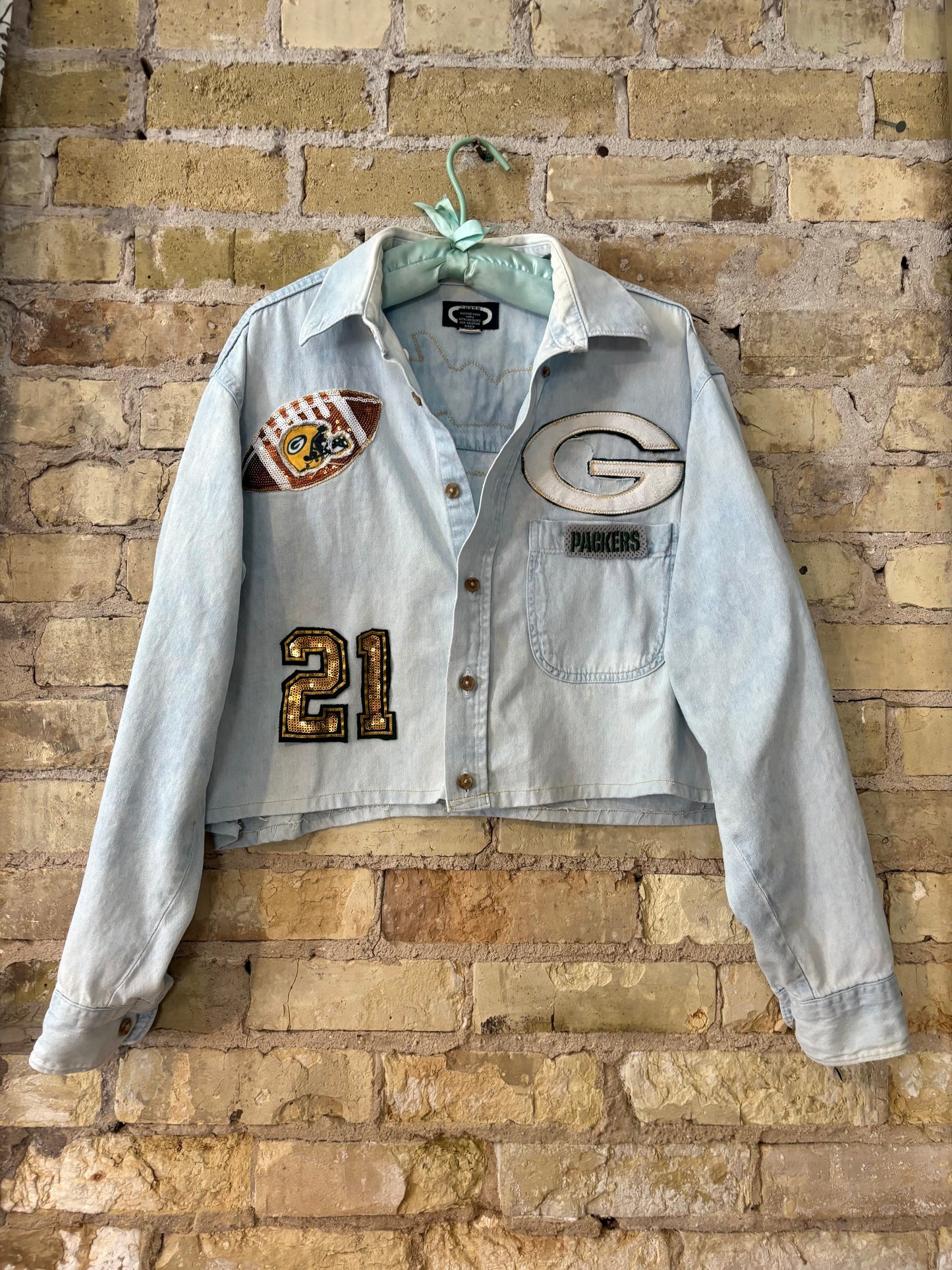 90’s Packers Stonewashed Game Day Denim Jean Shirt