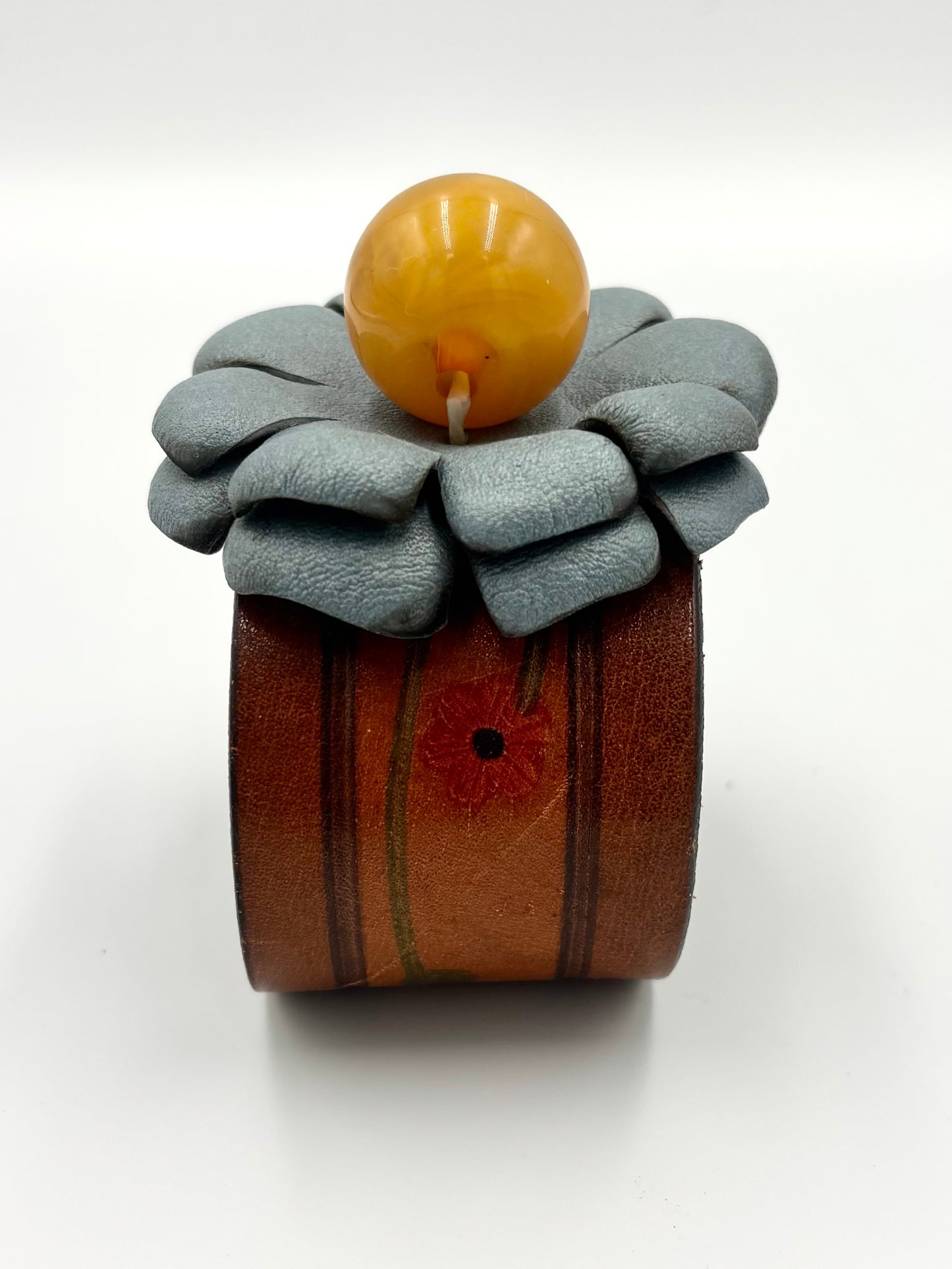 Leather Boho Flower Cuff Bracelet