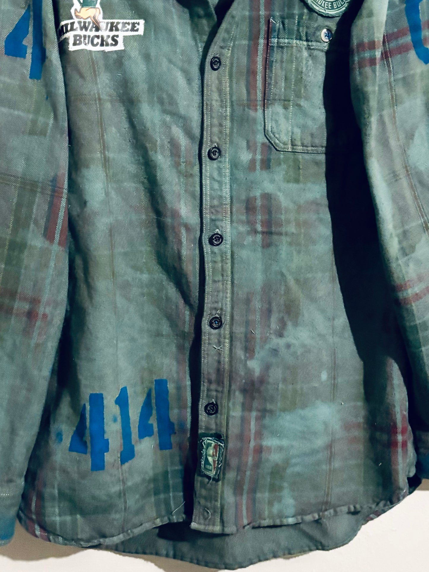 Reworked over dyed distressed Game Day Flannel