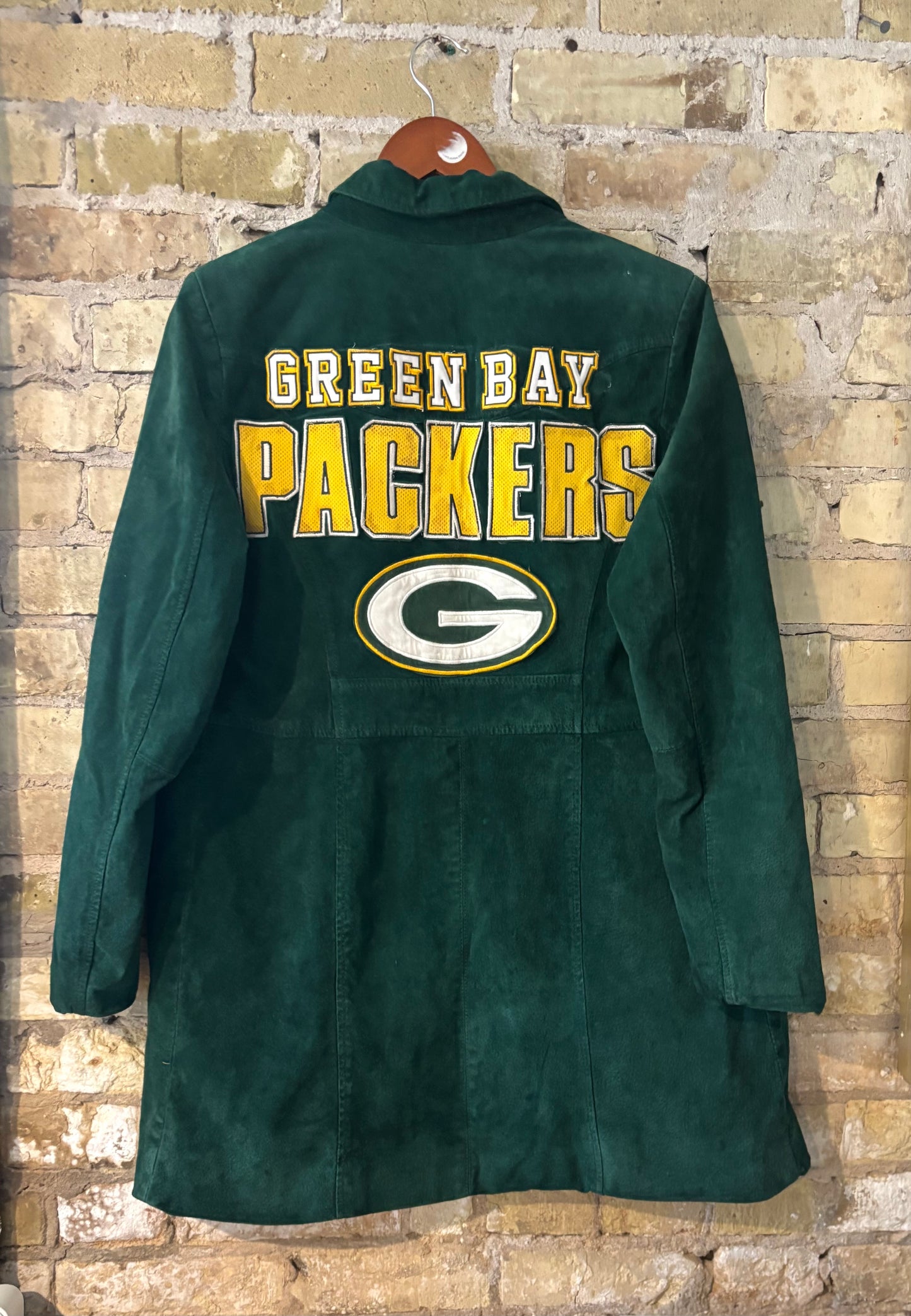 90’s 3/4 Length Emerald Green Suede Game Day Coat Jacket