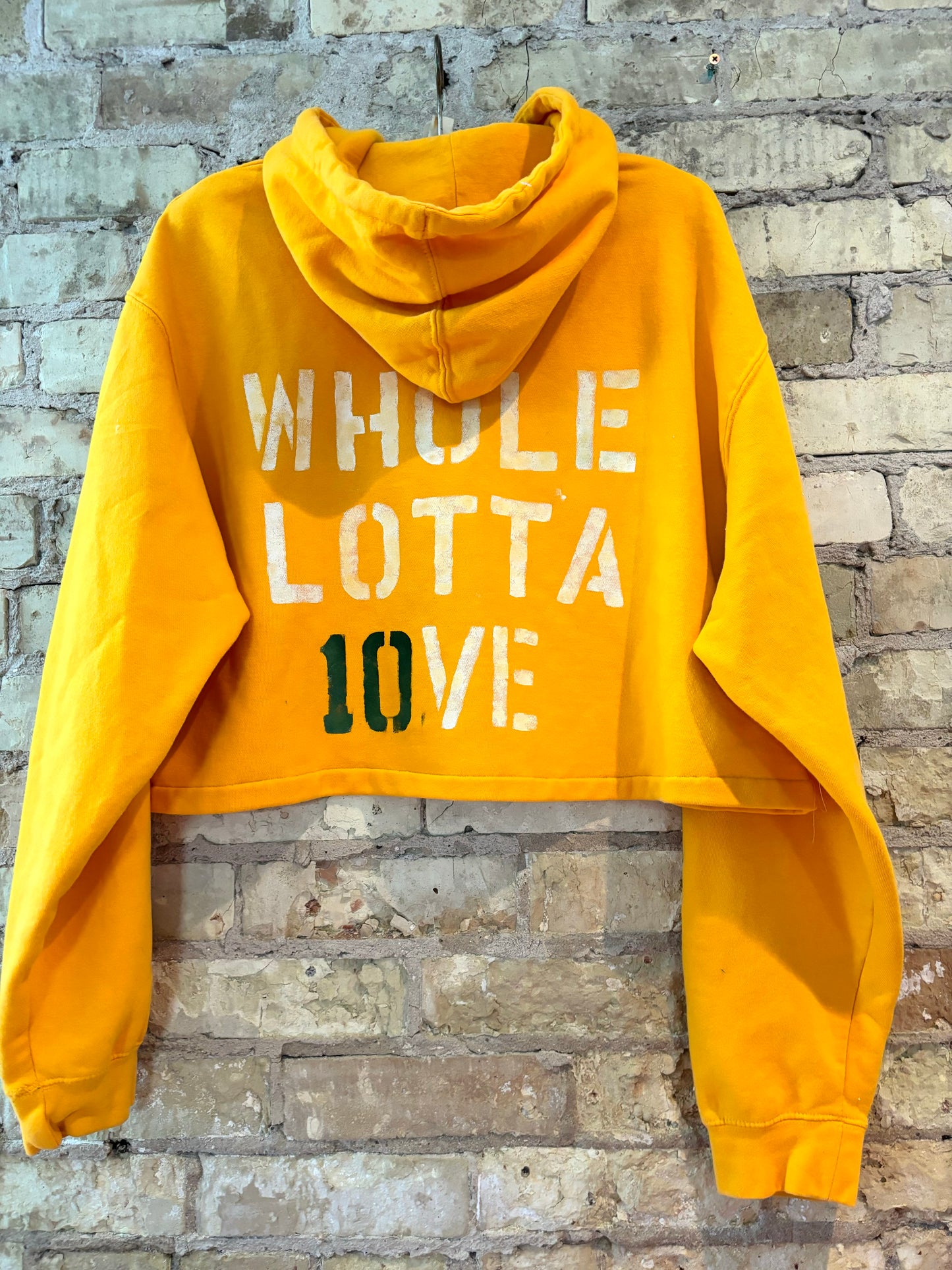 Reworked 90s Green Bay Packers Classic Yellow Crop Top Hoodie