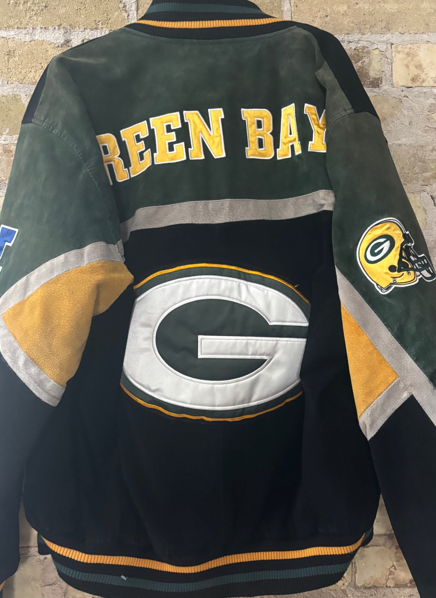 Vintage Packers Suede Leather Bomber Varsity Jacket