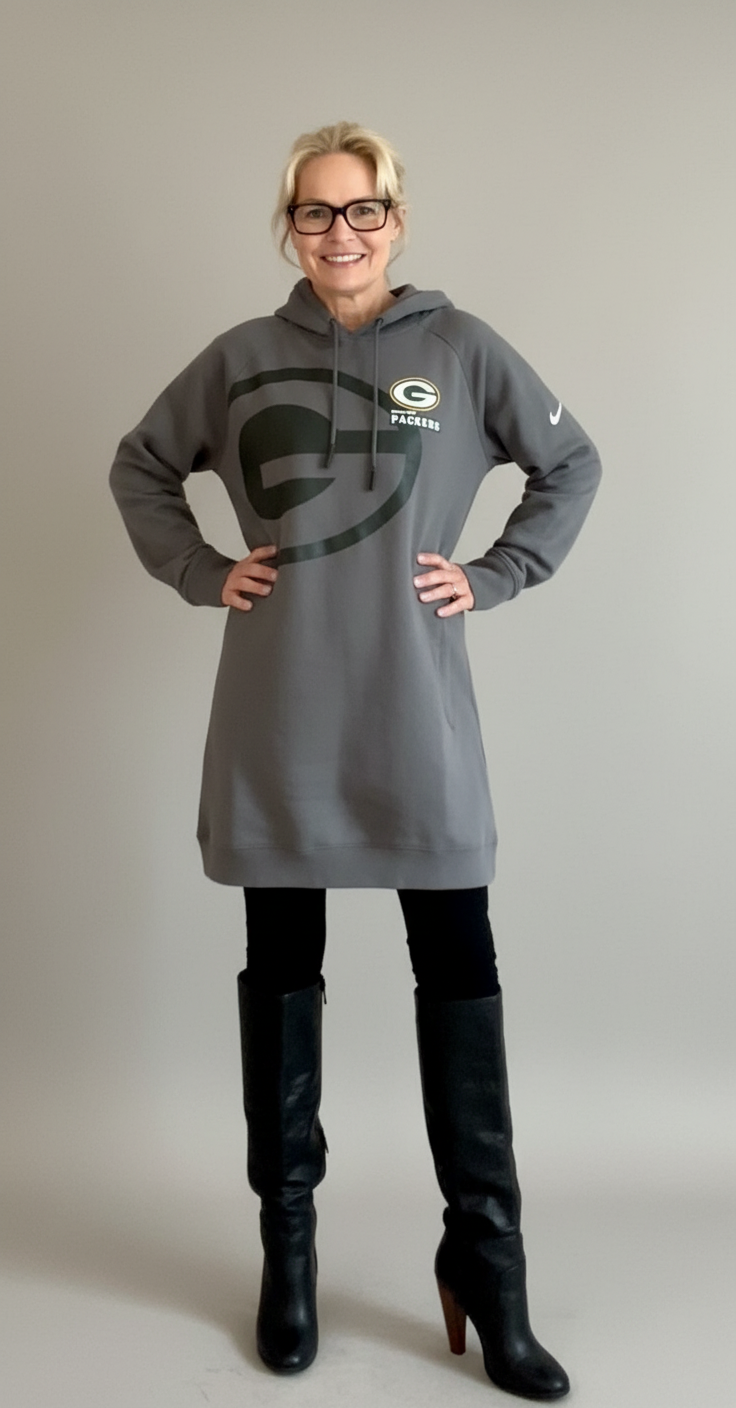 Y2K Woman’s Green Bay Packers Hooded Sweatshirt Dress