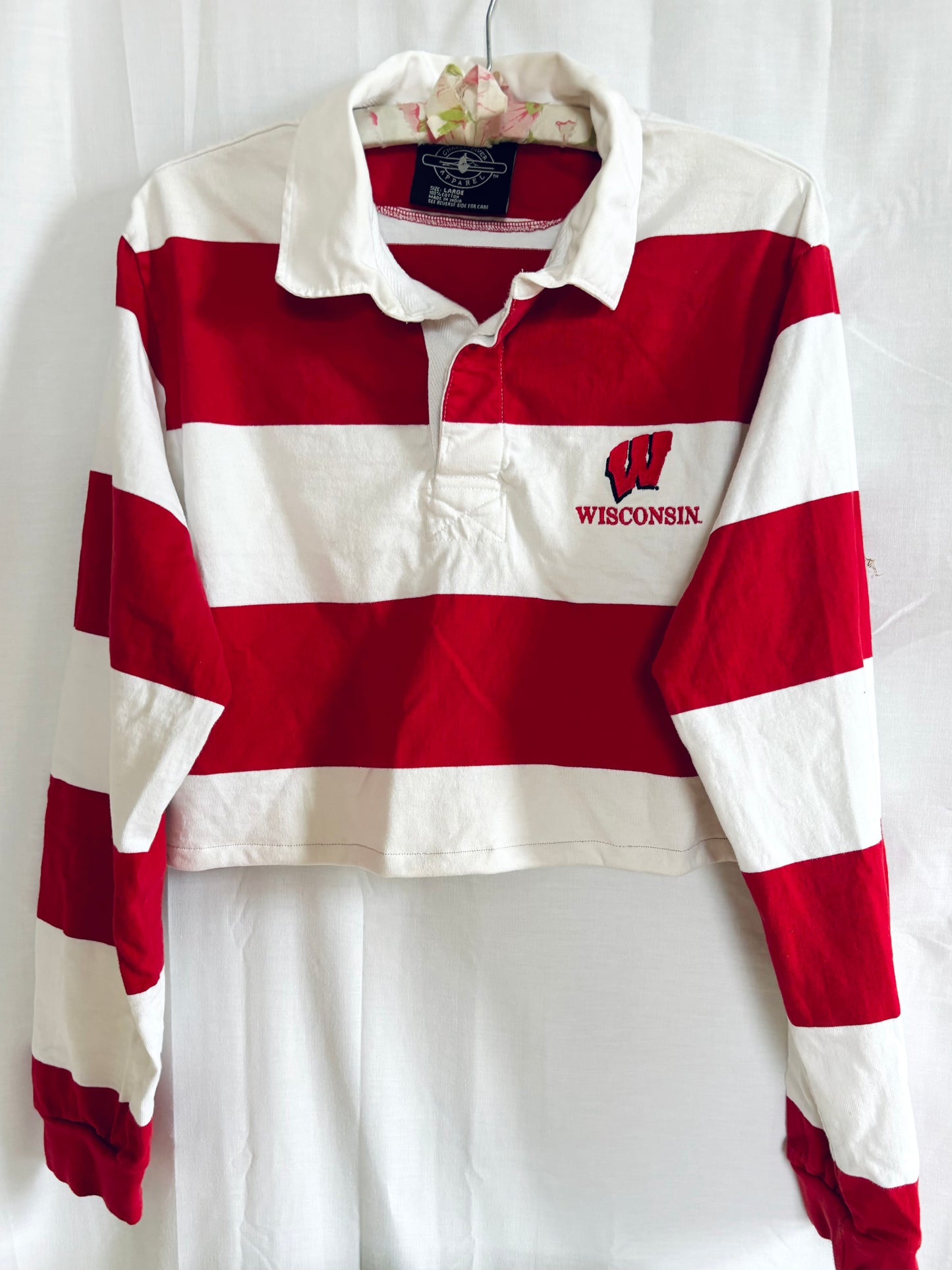 Reworked Vintage Wisconsin Badgers Cropped Rugby Polo Shirt