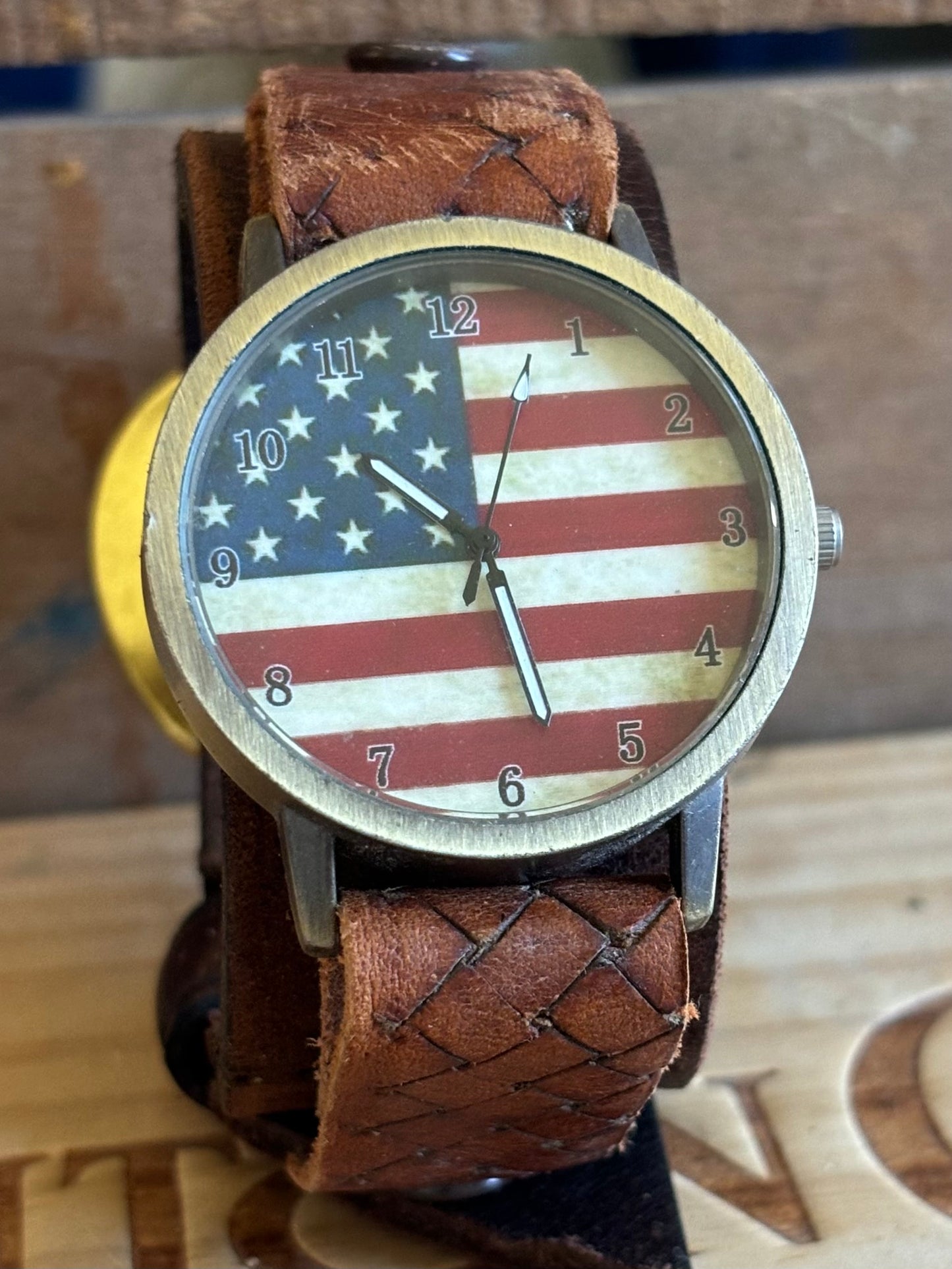 Handmade Distressed Leather Wristband Cuff Watch